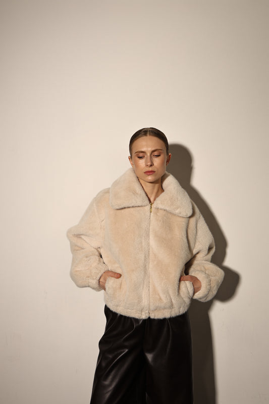 Fur bomber jacket
