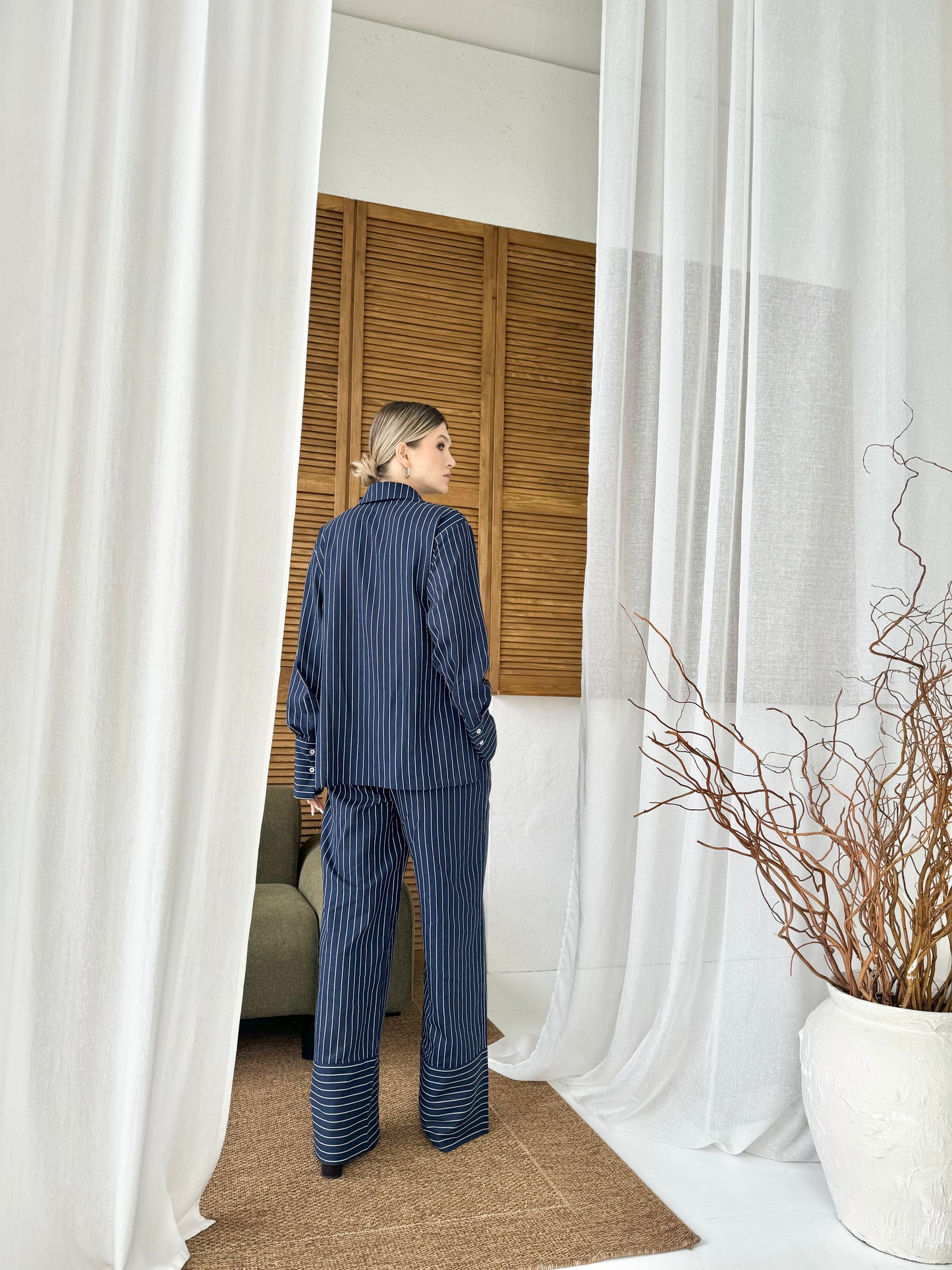 Linen striped suit